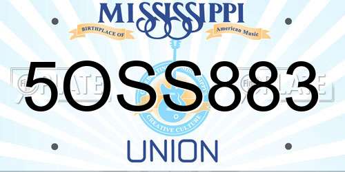 5OSS883 Mississippi License Plate