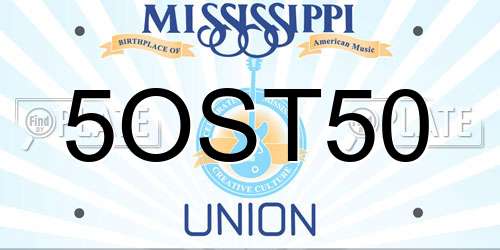 5OST50 Mississippi License Plate