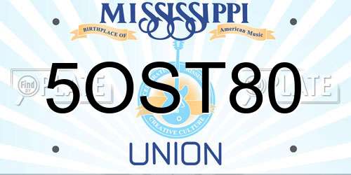 5OST80 Mississippi License Plate