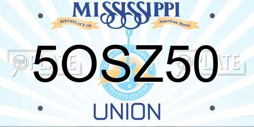 5OSZ50 Mississippi License Plate
