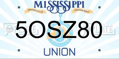 5OSZ80 Mississippi License Plate
