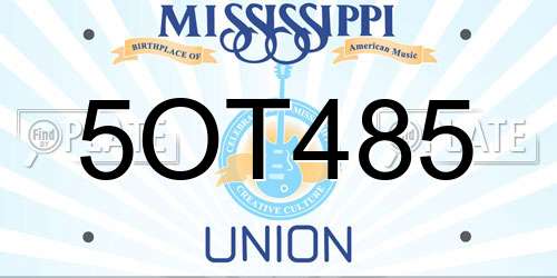 5OT485 Mississippi License Plate