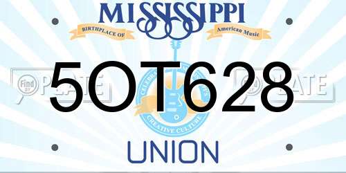 5OT628 Mississippi License Plate