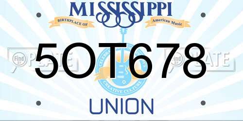 5OT678 Mississippi License Plate