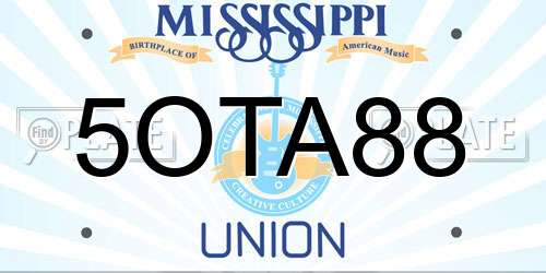5OTA88 Mississippi License Plate