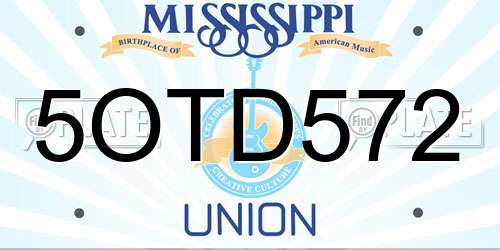 5OTD572 Mississippi License Plate
