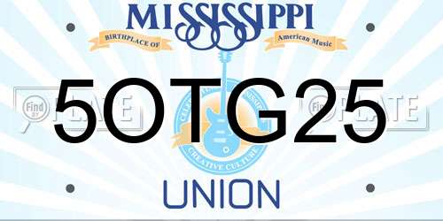 5OTG25 Mississippi License Plate