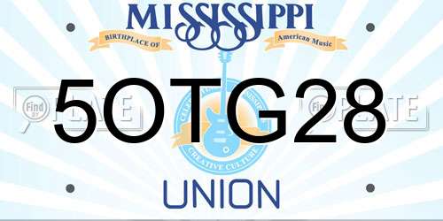 5OTG28 Mississippi License Plate