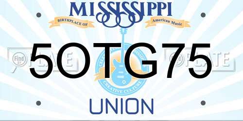 5OTG75 Mississippi License Plate