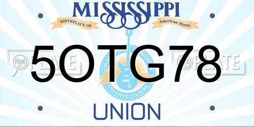 5OTG78 Mississippi License Plate