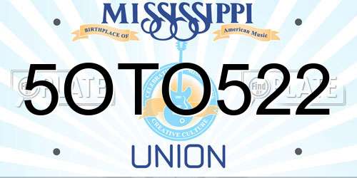 5OTO522 Mississippi License Plate