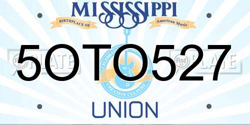 5OTO527 Mississippi License Plate