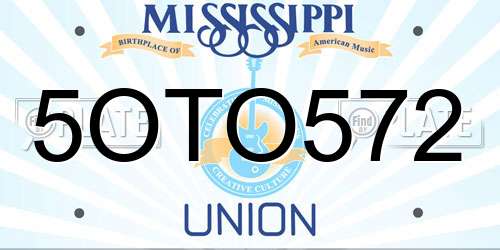 5OTO572 Mississippi License Plate