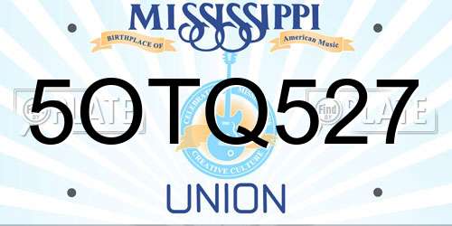 5OTQ527 Mississippi License Plate