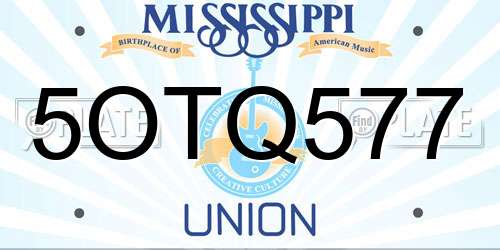 5OTQ577 Mississippi License Plate
