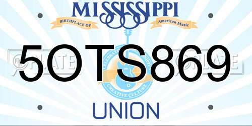 5OTS869 Mississippi License Plate