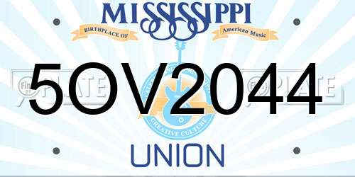 5OV2044 Mississippi License Plate