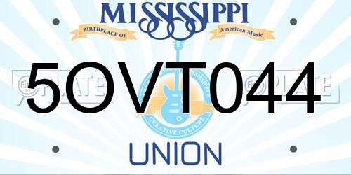 5OVT044 Mississippi License Plate
