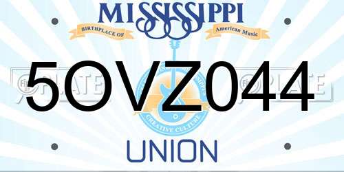 5OVZ044 Mississippi License Plate