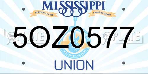 5OZ0577 Mississippi License Plate
