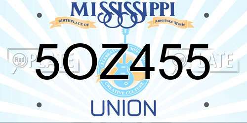 5OZ455 Mississippi License Plate