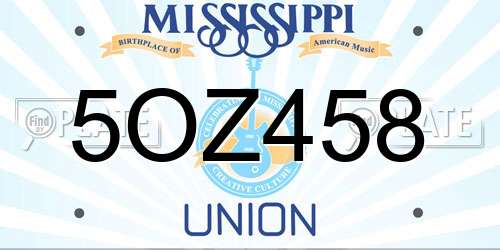 5OZ458 Mississippi License Plate