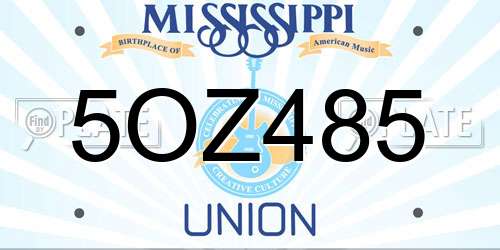 5OZ485 Mississippi License Plate