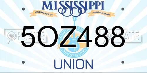 5OZ488 Mississippi License Plate