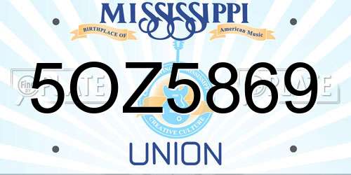 5OZ5869 Mississippi License Plate
