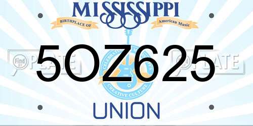 5OZ625 Mississippi License Plate
