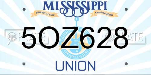 5OZ628 Mississippi License Plate
