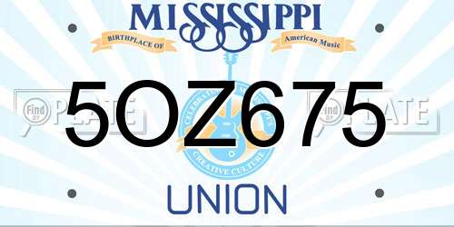 5OZ675 Mississippi License Plate