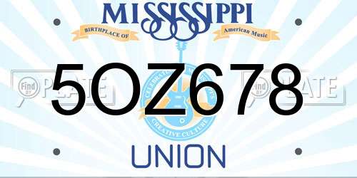 5OZ678 Mississippi License Plate