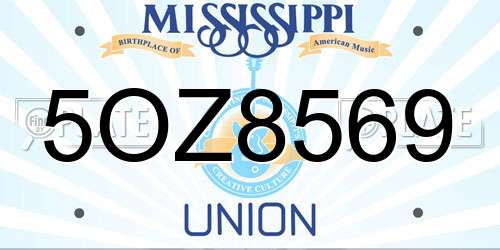 5OZ8569 Mississippi License Plate