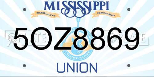 5OZ8869 Mississippi License Plate