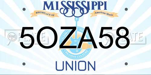 5OZA58 Mississippi License Plate