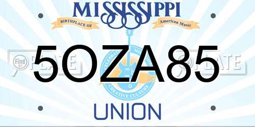 5OZA85 Mississippi License Plate