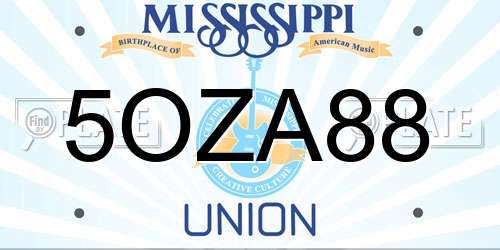 5OZA88 Mississippi License Plate