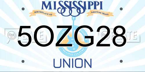 5OZG28 Mississippi License Plate