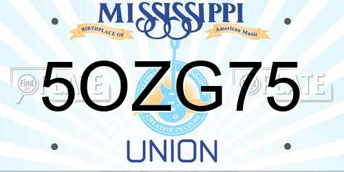 5OZG75 Mississippi License Plate