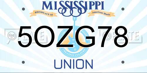 5OZG78 Mississippi License Plate