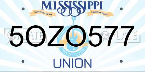 5OZO577 Mississippi License Plate