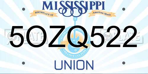 5OZQ522 Mississippi License Plate