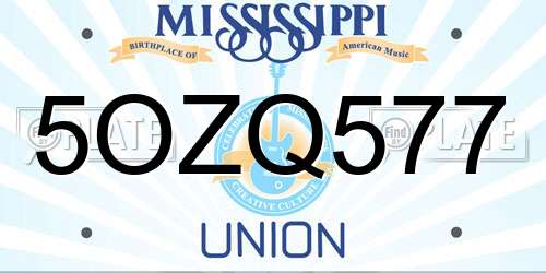 5OZQ577 Mississippi License Plate