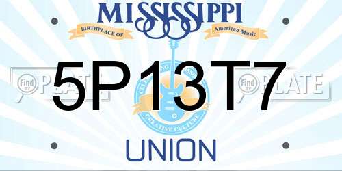 5P13T7 Mississippi License Plate