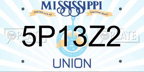 5P13Z2 Mississippi License Plate