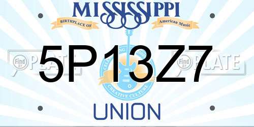 5P13Z7 Mississippi License Plate