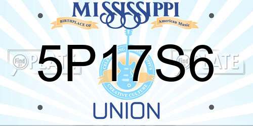 5P17S6 Mississippi License Plate