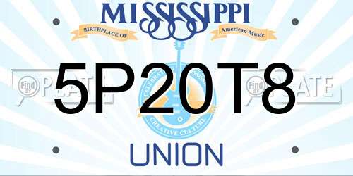 5P20T8 Mississippi License Plate