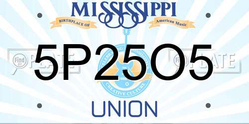 5P25O5 Mississippi License Plate